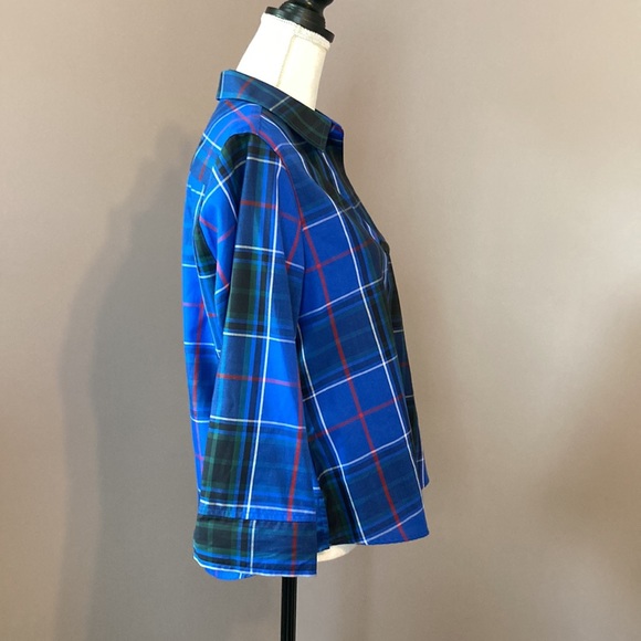 FOXCROFT Blue Plaid Blouse - Picture 2 of 12